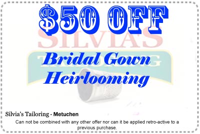 $50 Discount coupon for a bridal gown heirlooming service order